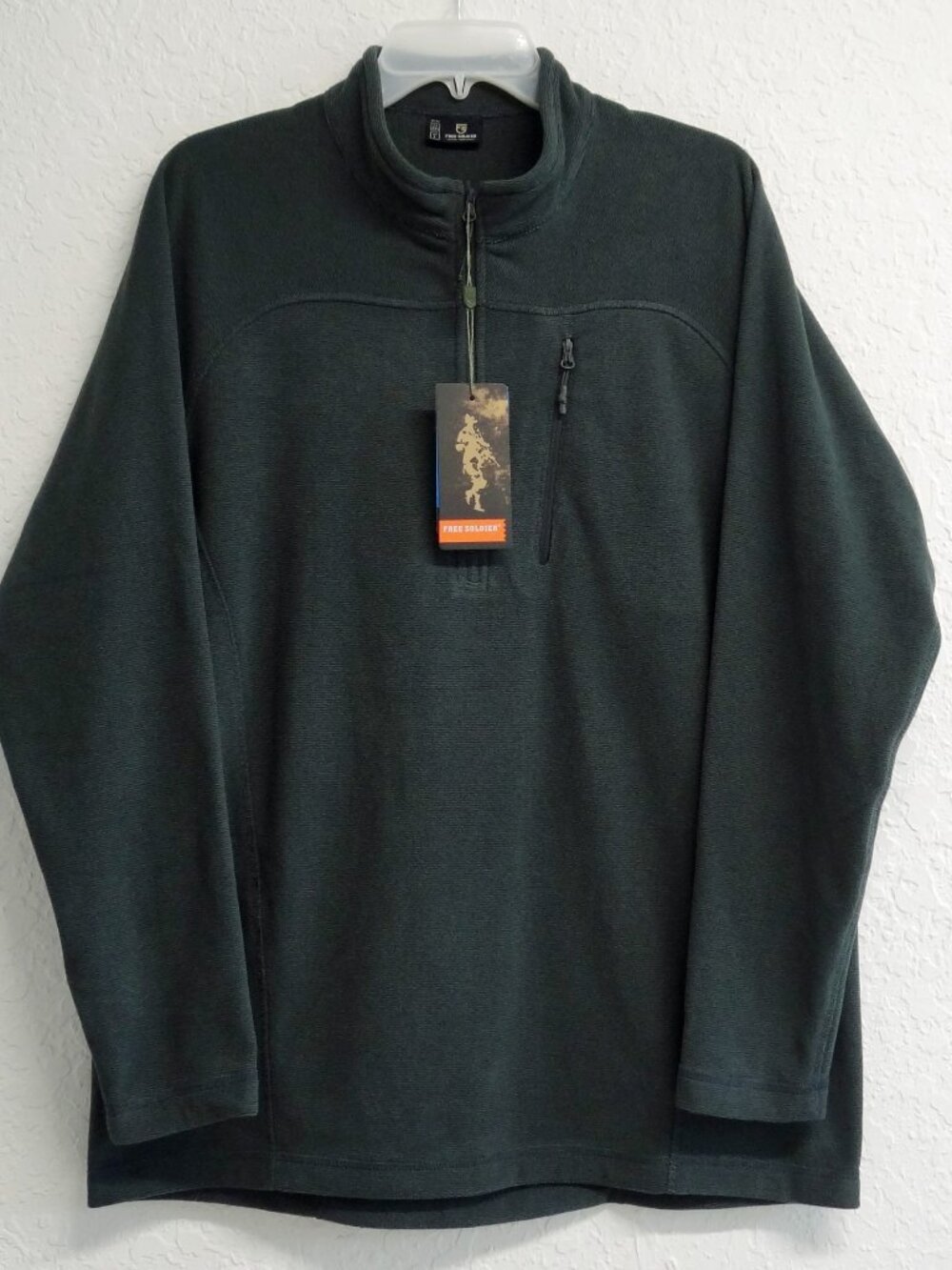 FREE SOLDIER Men's L AirComfort Quarter Zip Fleece Sweatshirt Dark Greene